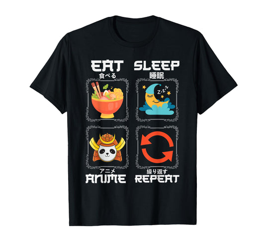 Eat Sleep Anime Repeat Graphic For Anime Fans T-Shirt