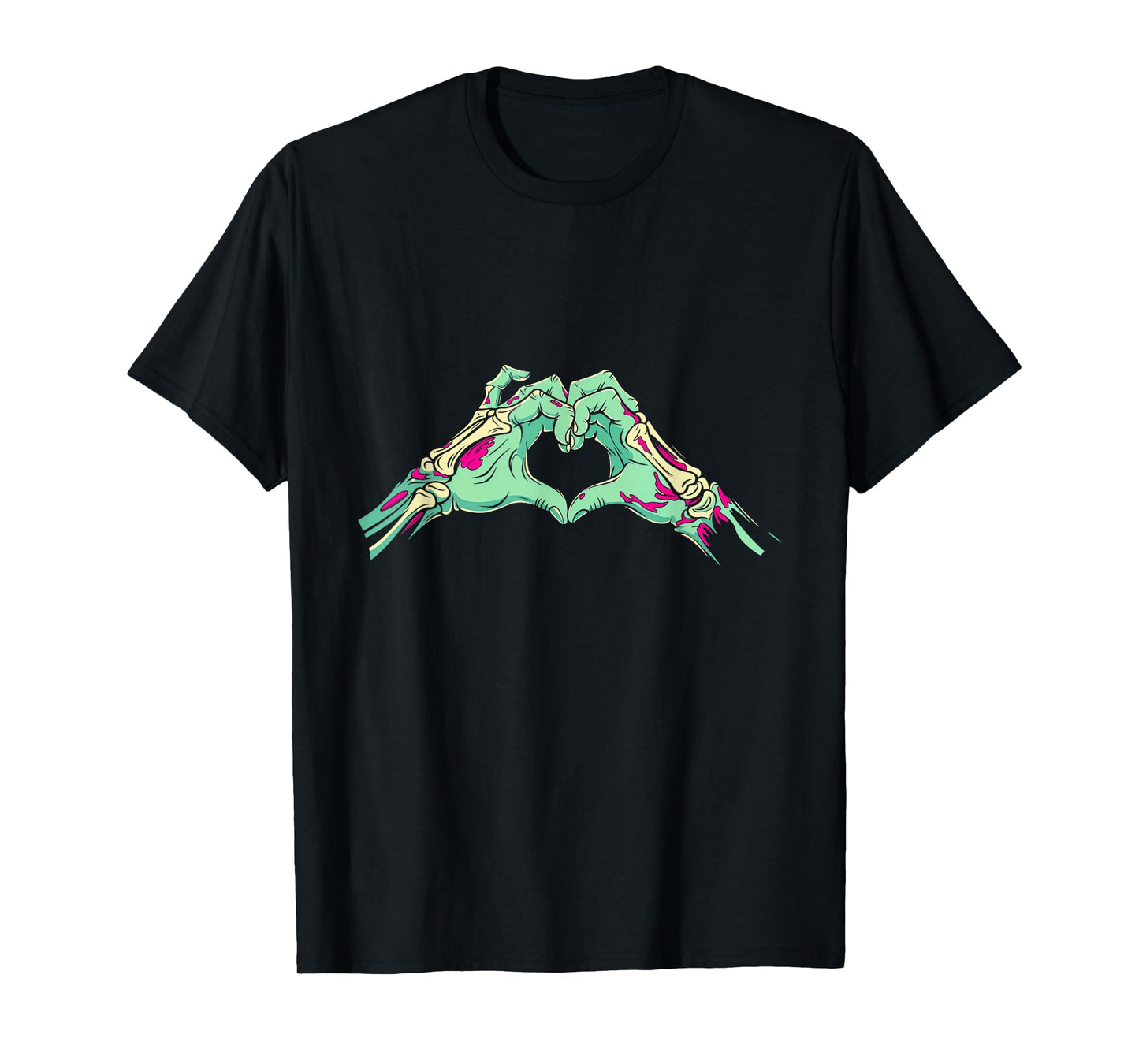 Zombie Hands Heart Love Skeleton Horror Tattoos T-Shirt