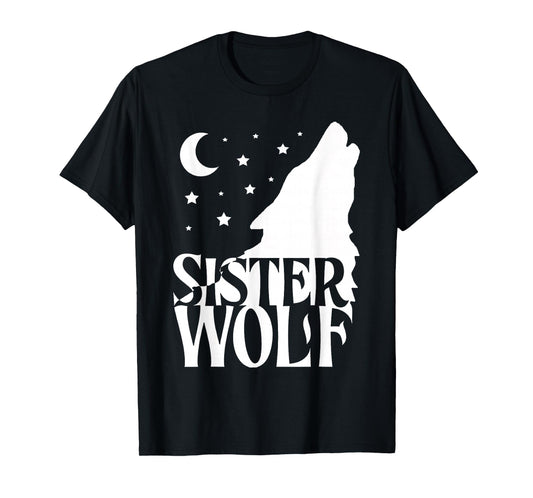 Sister Wolf Gift Matching Family Tribe Wolves Moon T-Shirt