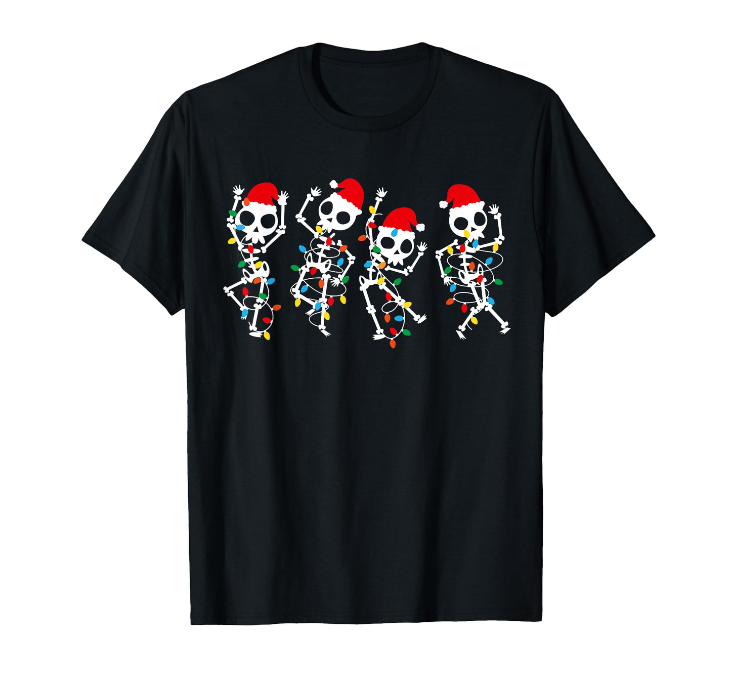 Cute Christmas Skeleton Dancing Xmas Tee Light Men Women Pj T-Shirt