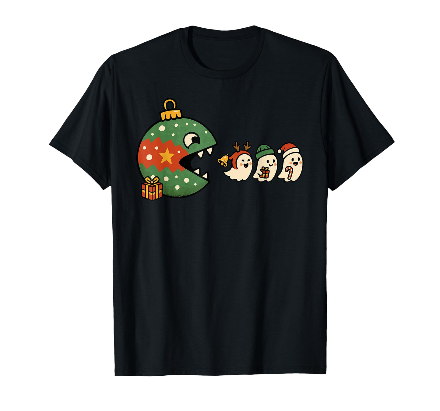 Funny Ornament Eating Holiday Ghosts Gamers Christmas T-Shirt
