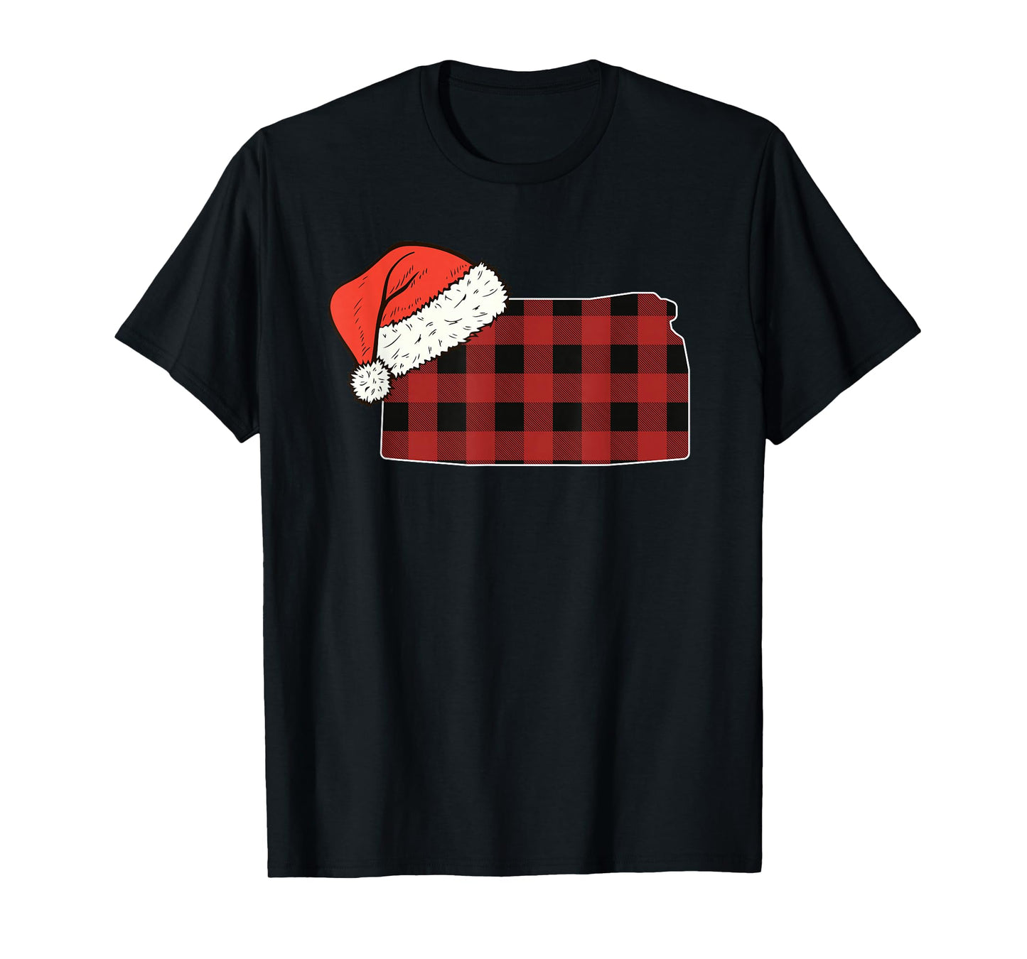 Kansas Plaid Christmas Santa Hat Holiday Matching Design T-Shirt