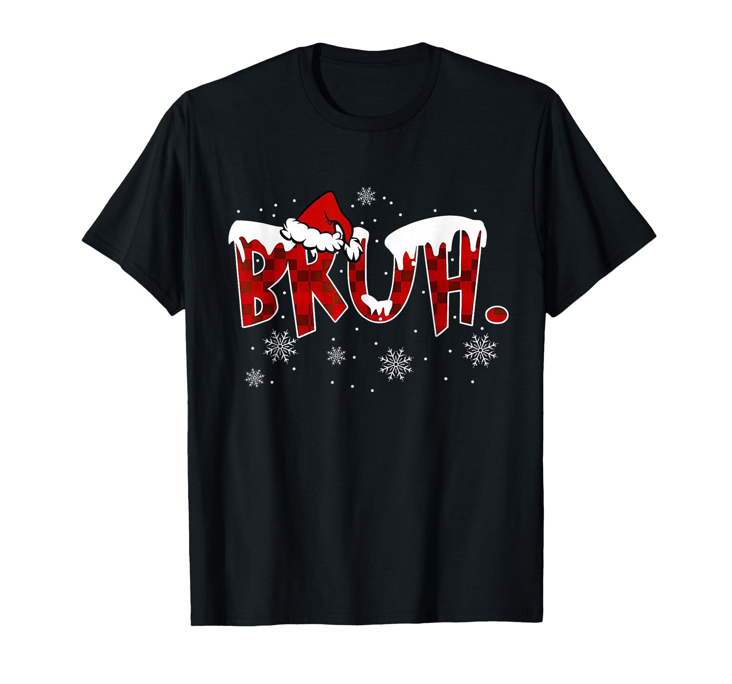 Bruh Christmas Red Plaid Funny Family Teens Boys Kids Xmas T-Shirt