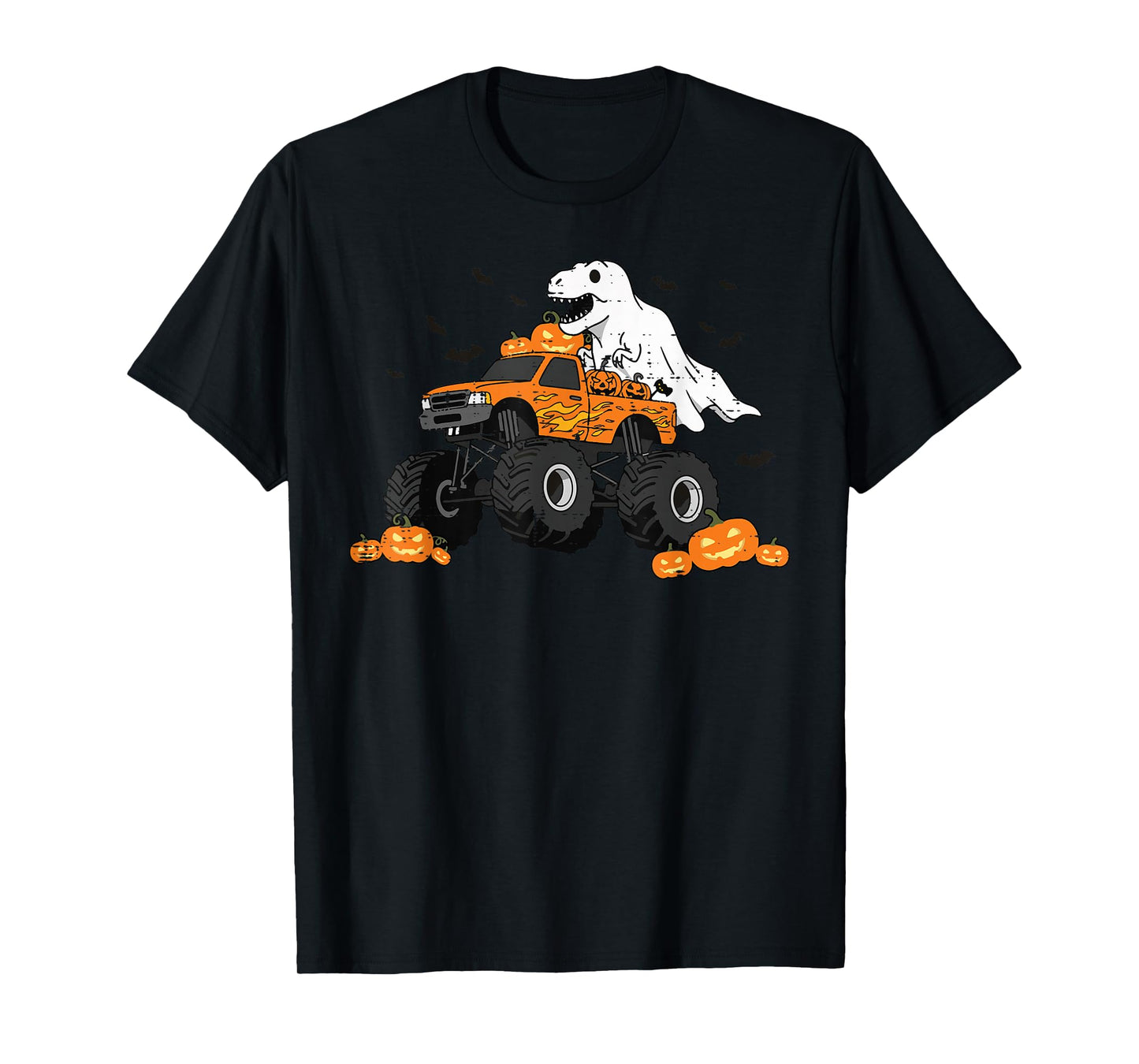 Halloween Dino On Monster Truck Costume Toddler Boys Kids T-Shirt