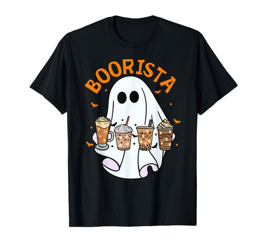 Boorista Barista Ghost Coffee Halloween Spooky Season Funny T-Shirt