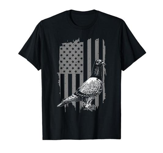 Cool Pigeon Design Men Women Patriotic US Flag Pigeon Lovers T-Shirt