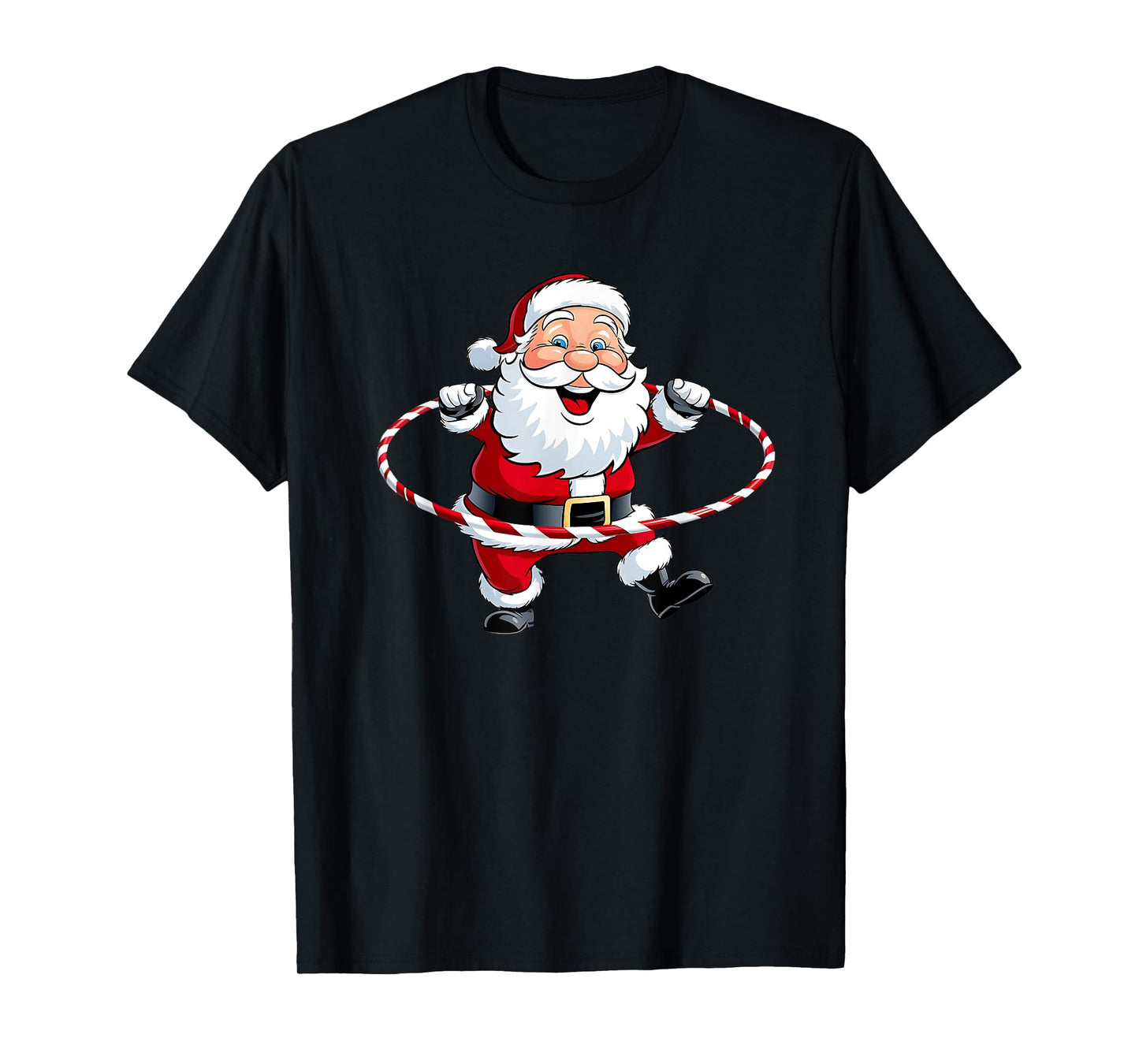 Funny Santa Claus Hula Hooping Exercise Merry Christmas Xmas T-Shirt