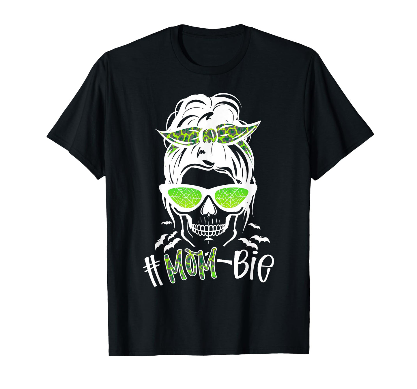 Messy Bun Zombie Mom Funny Halloween Costume Skull T-Shirt