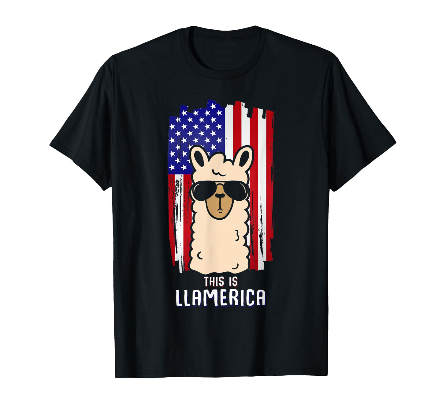 Llama Alpaca Llamerica 4th of July Llama Sunglasses USA Flag Women Kids Men T-Shirt
