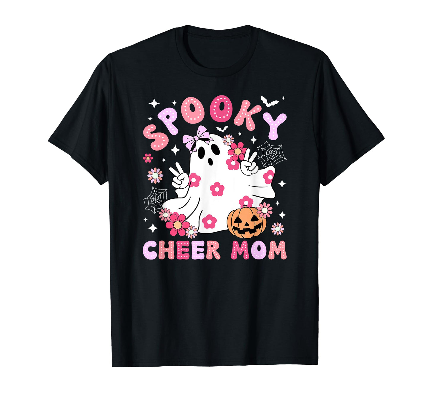 Spooky Cheer Mom Halloween Cheerleader Mama Cheerleading Mom T-Shirt