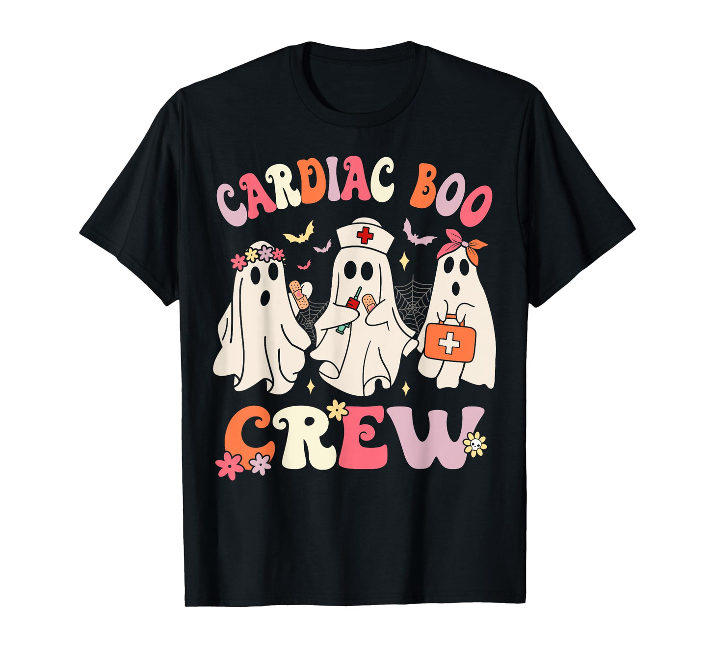 Halloween Cardiac Boo Crew Cardiology Nurse Ghost T-Shirt