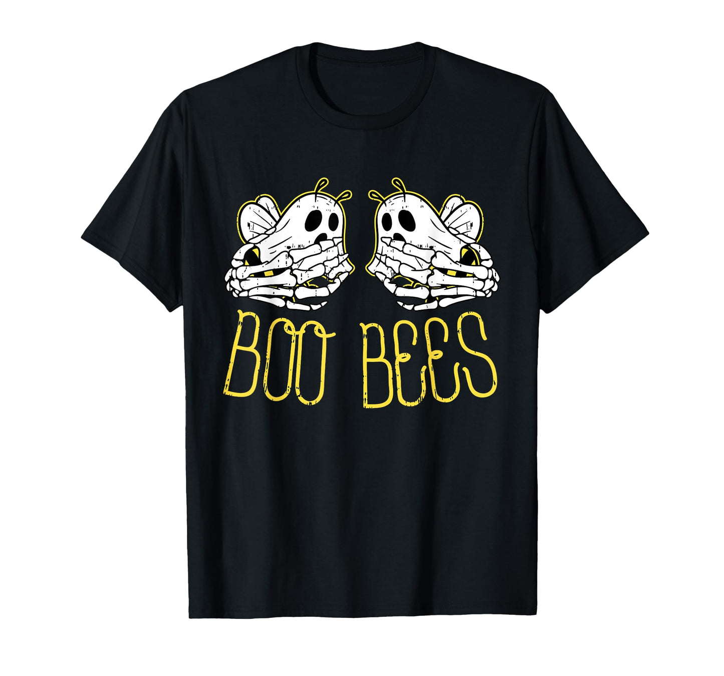 Womens Boo Bees Skeleton Hand Funny Halloween Couple Costume T-Shirt