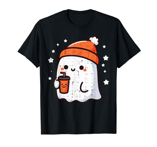 Halloween Ghost Beanie Coffee Cute Costume Men Women Kids T-Shirt