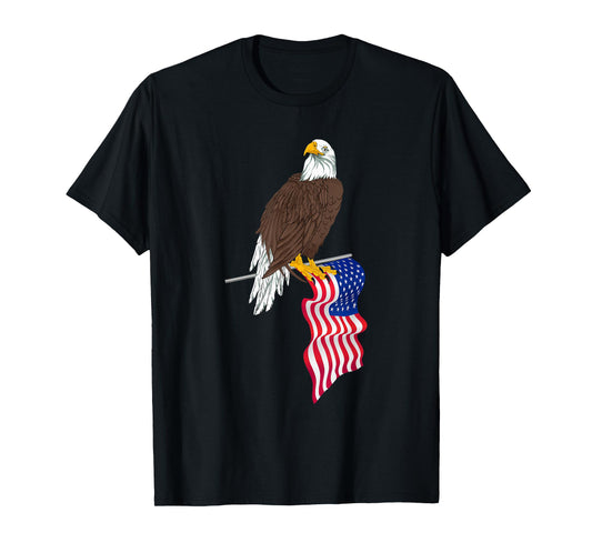 Proud American US Flag Freedom Liberty 4th Of July Eagle Women Kids Men T-Shirt