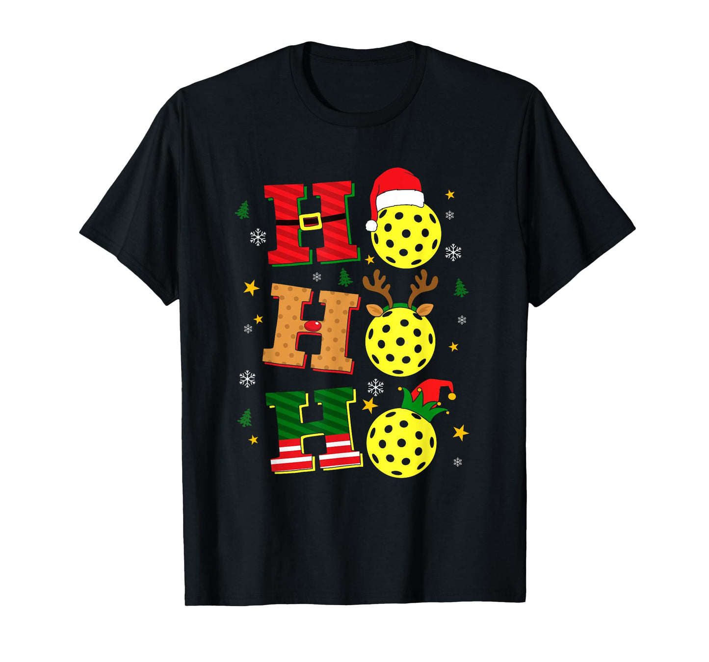 Christmas Pickleball Ho Ho Ho Paddle Sports Players Holiday T-Shirt