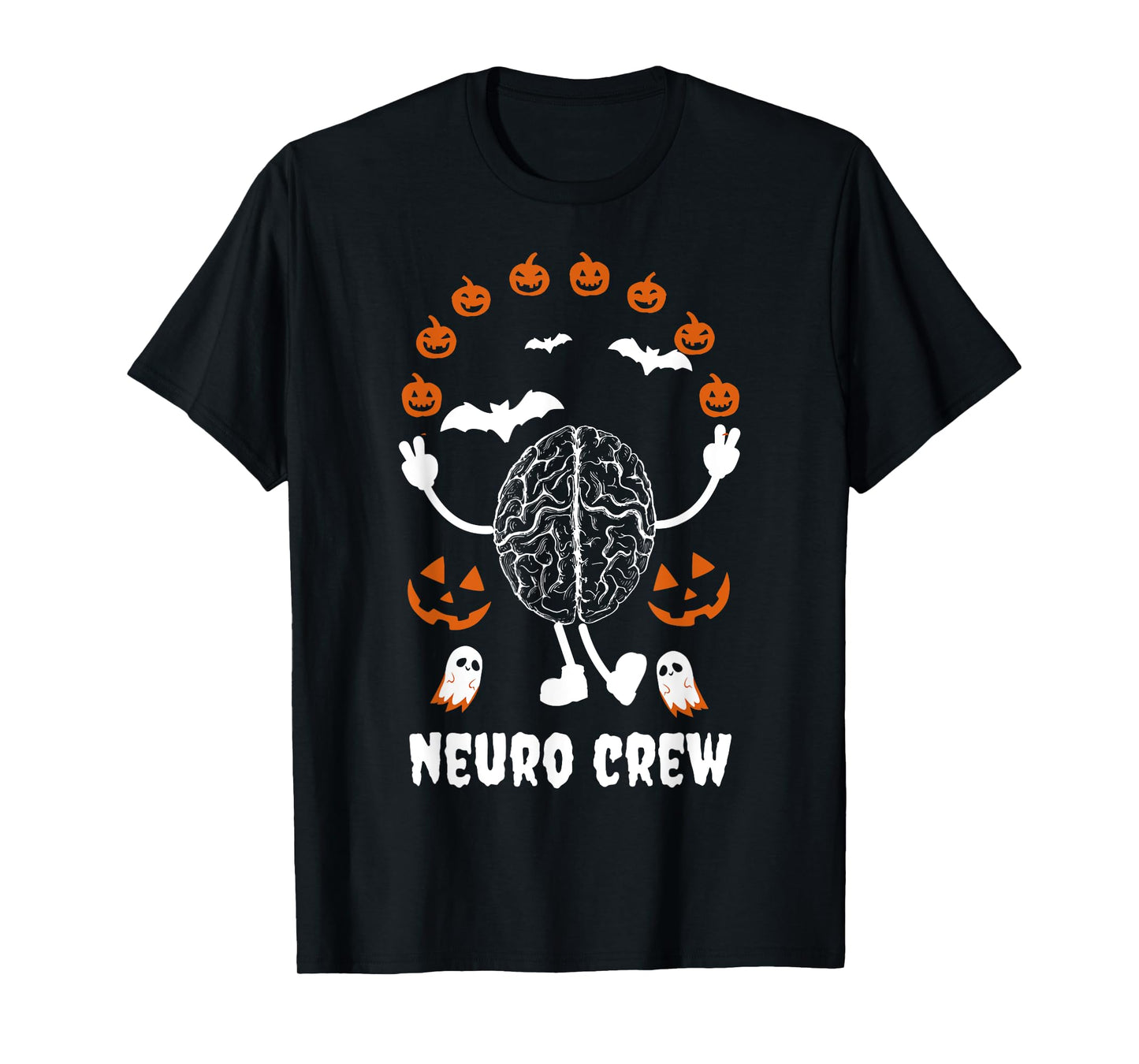Neuro Nurse Crew Halloween Anatomical Brain Anatomy Pumpkins T-Shirt