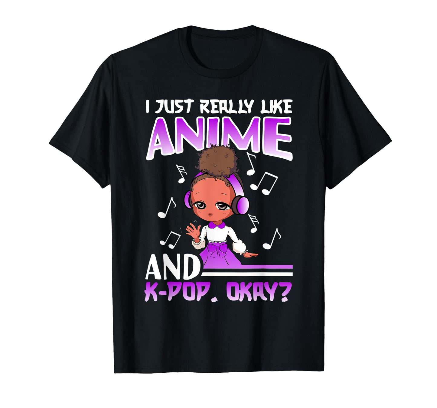 Anime K Pop African American Kpop Music Black Girl T-Shirt