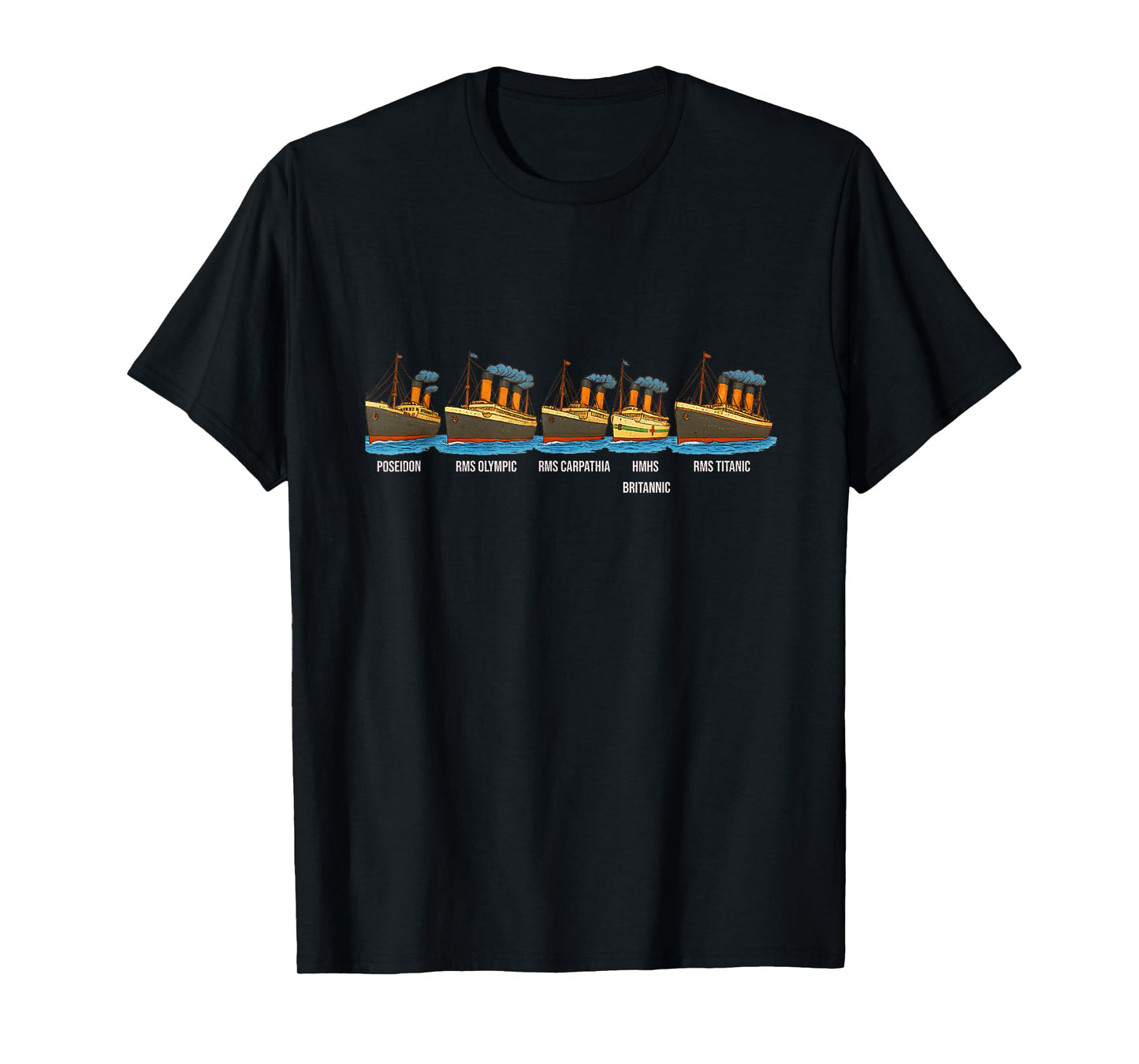 RMS Titanic Britannic Poseidon Carpathia Famous Ship Lovers T-Shirt