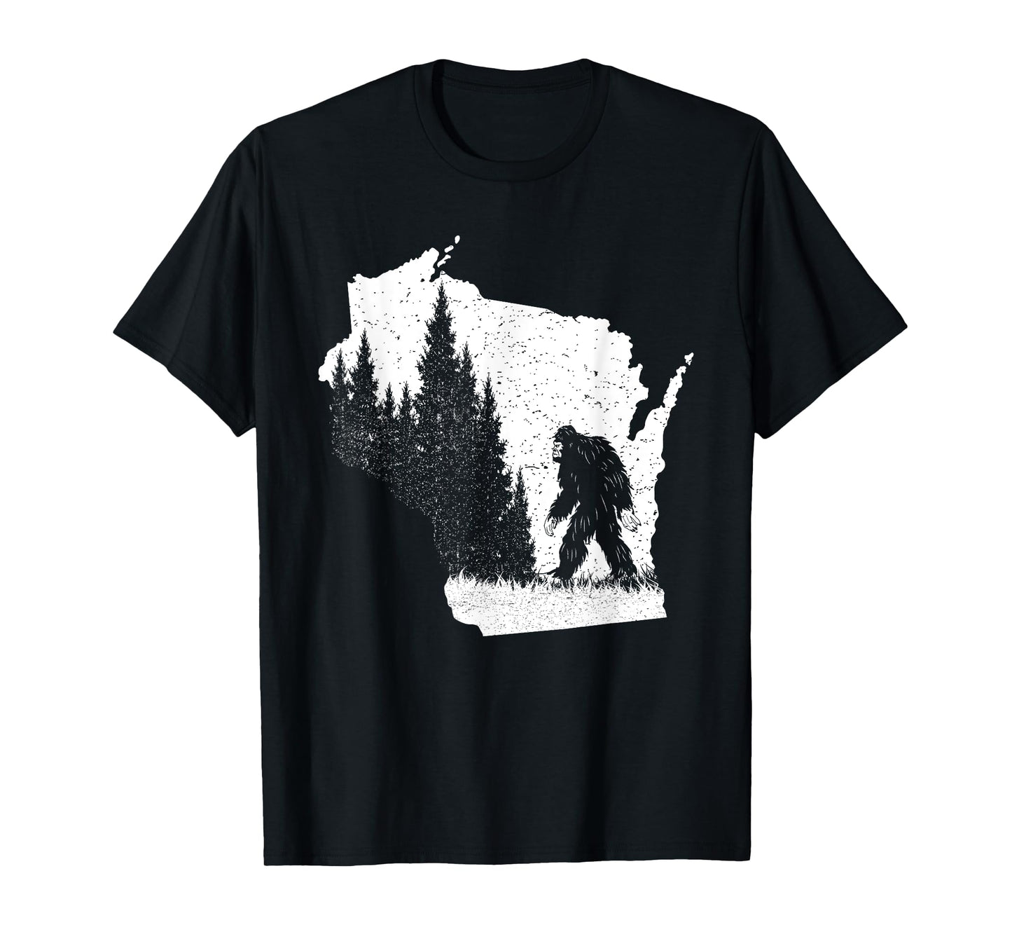 Wisconsin Bigfoot Pride Sasquatch Silhouette Forest Lovers T-Shirt