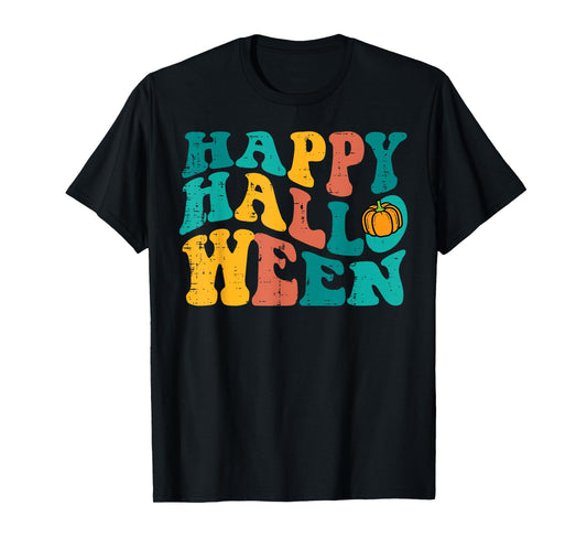 Groovy Happy Halloween Retro 70s 80s Costume Men Women Kids T-Shirt
