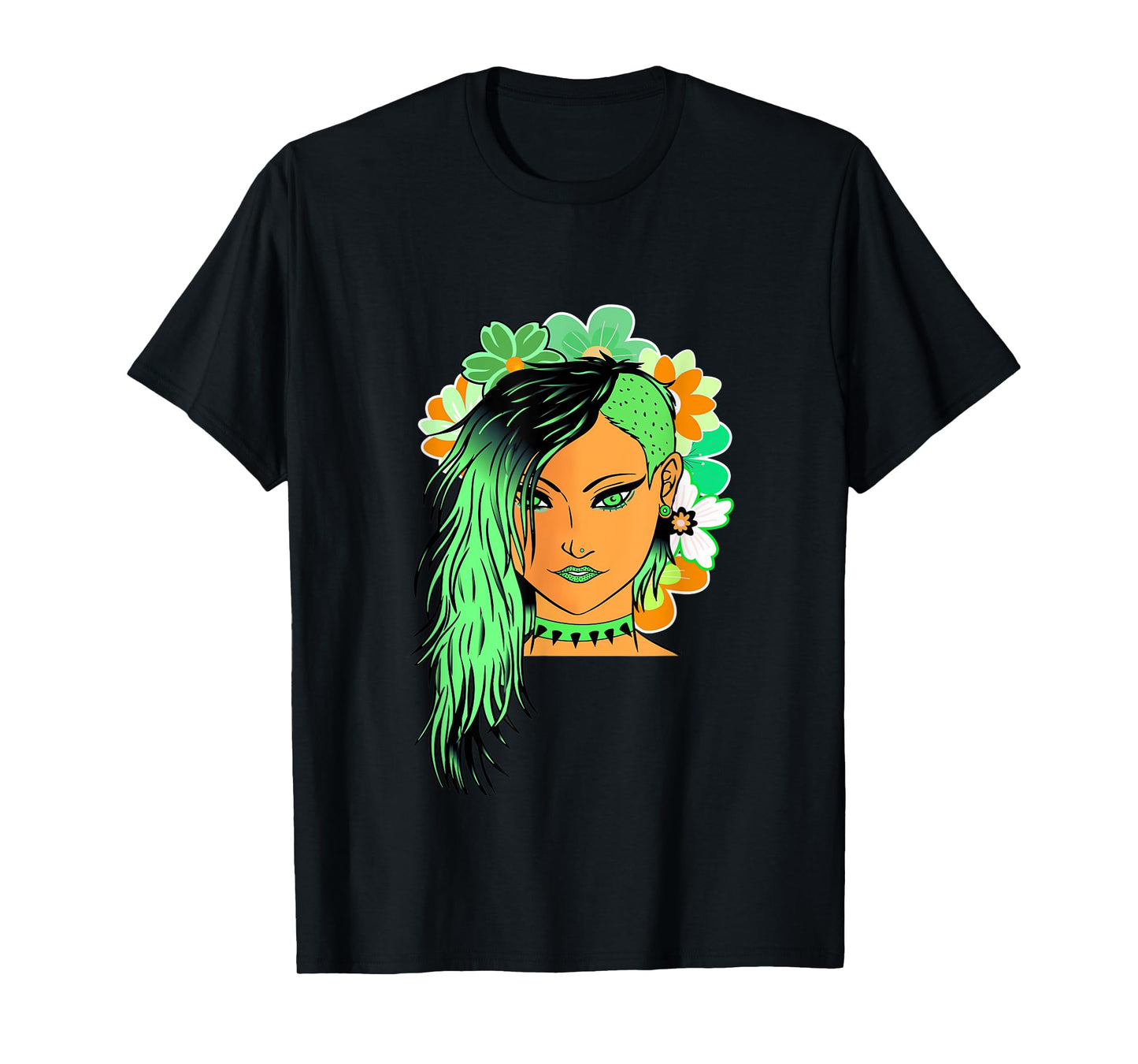 Kawaii Anime fairy floral emo goth teen girl lime green T-Shirt