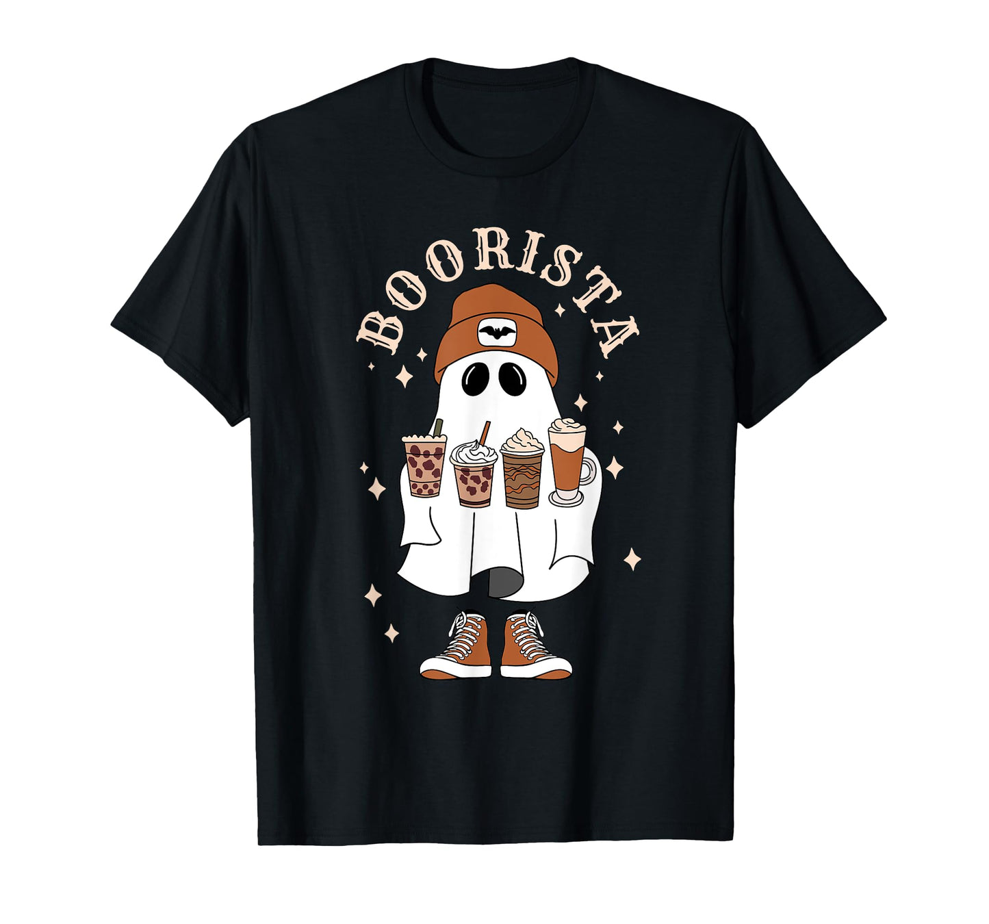 Boorista Ghost With Coffee Halloween Cute Ghost Latte Coffee T-Shirt