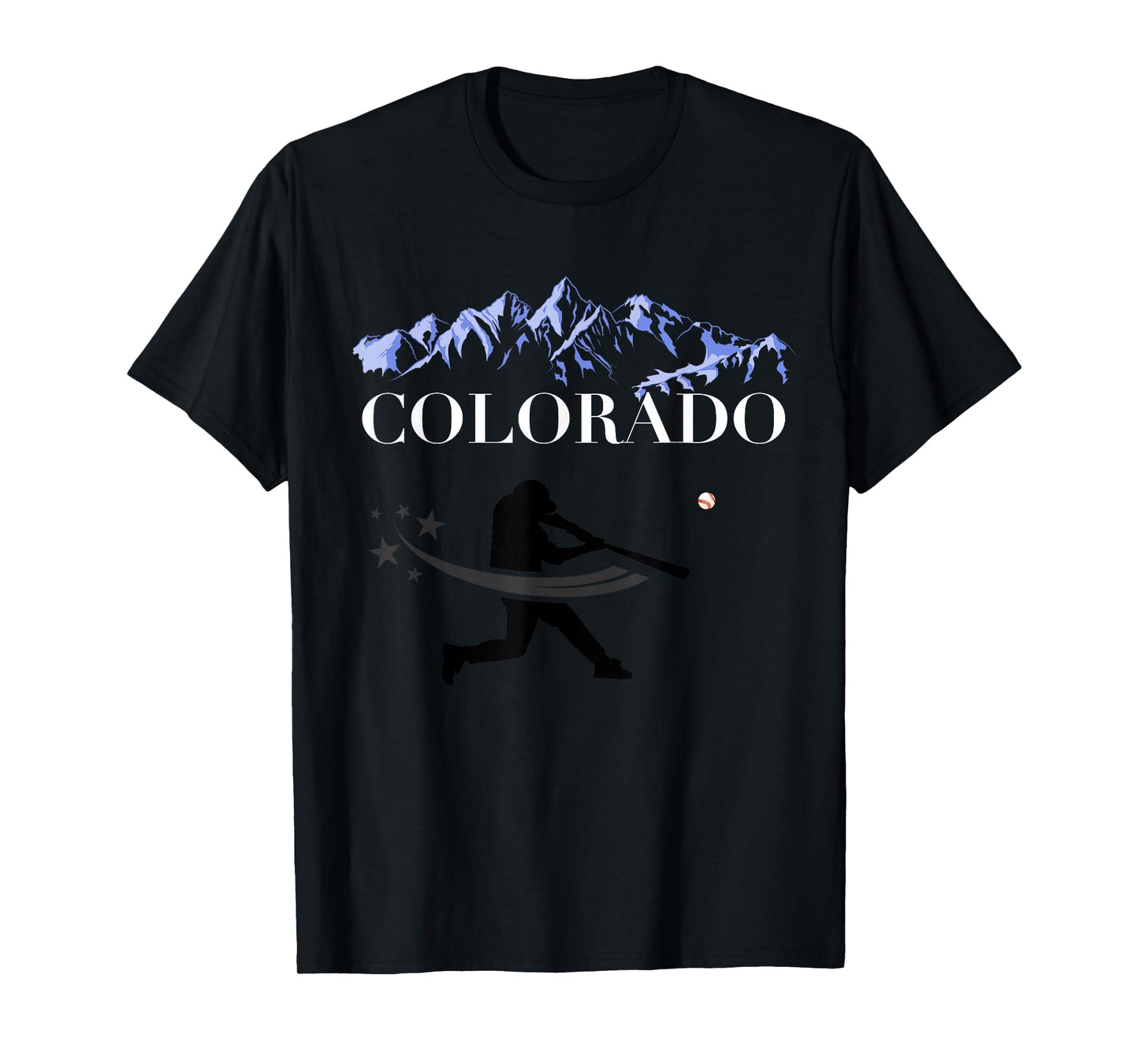 Colorado Rocky Mountain Tshirt Baseball Player Design T-Shirt