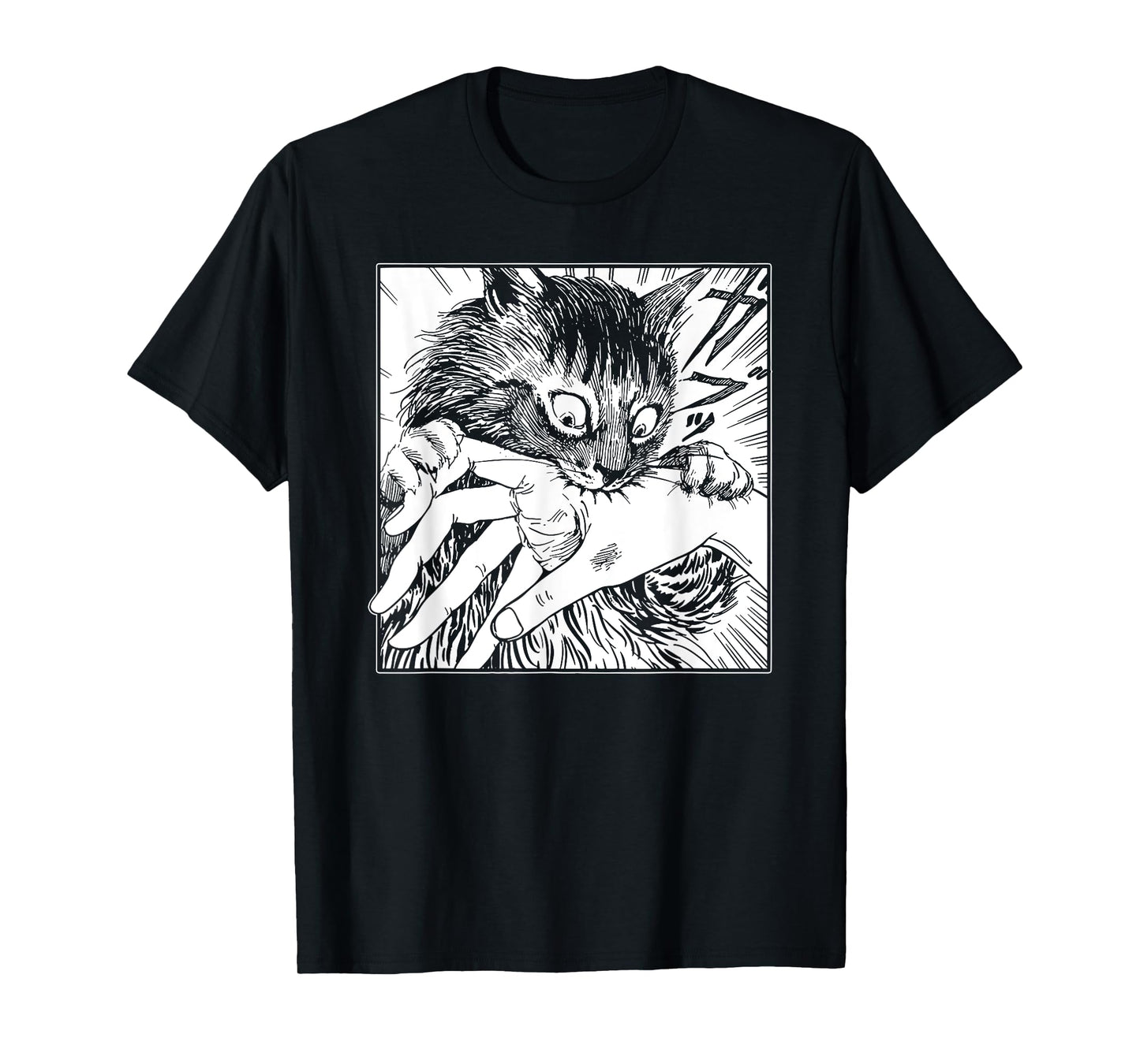 Cat Bite, Japanese Horror Anime, Creepy Cat T-Shirt for Men Women
