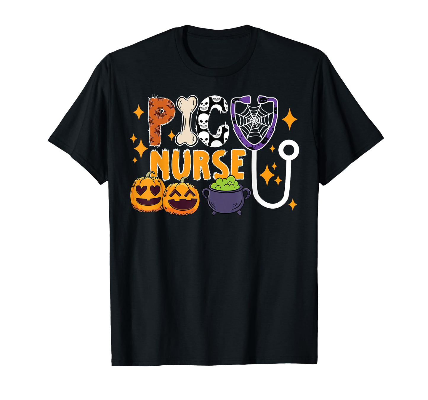 Spooky PICU Nurse Halloween Pediatric Intensive Care Unit T-Shirt