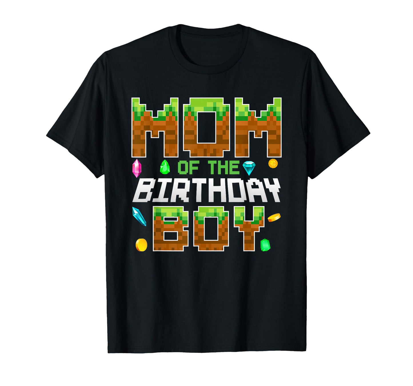 Mom Of The Birthday Boy Game Pixel Number Birthday Party T-Shirt