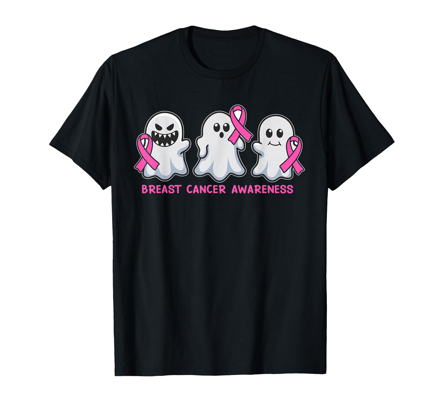 Breast Cancer Ghost Halloween Breast Cancer Awareness T-Shirt
