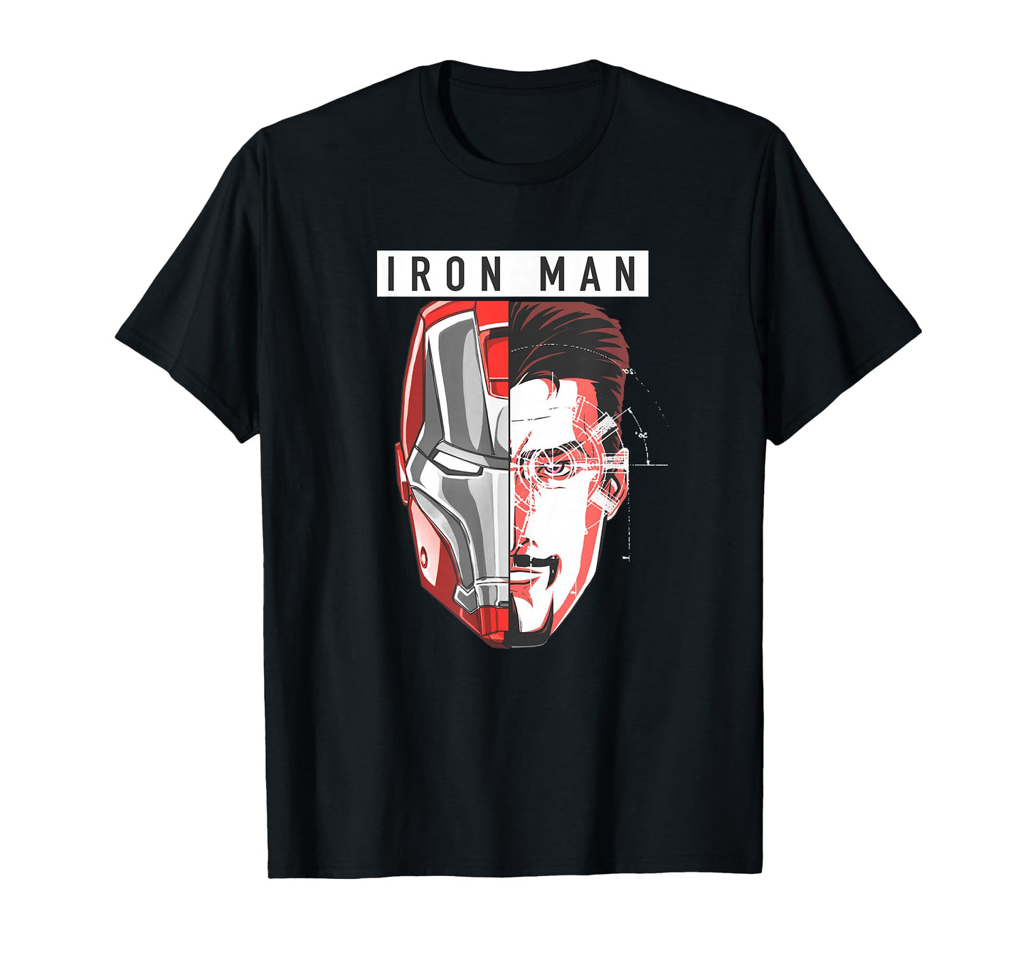 Marvel Comics Retro Classic Iron Man Tony Stark Split Face T-Shirt