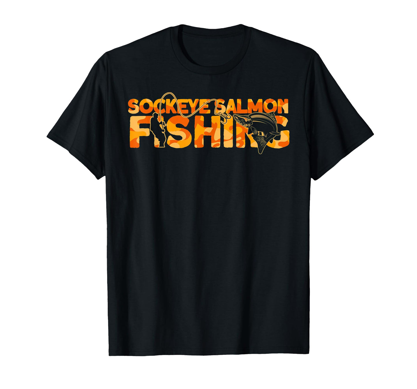 Sockeye Salmon Fisherman Orange Sockeye Salmon Fishing T-Shirt