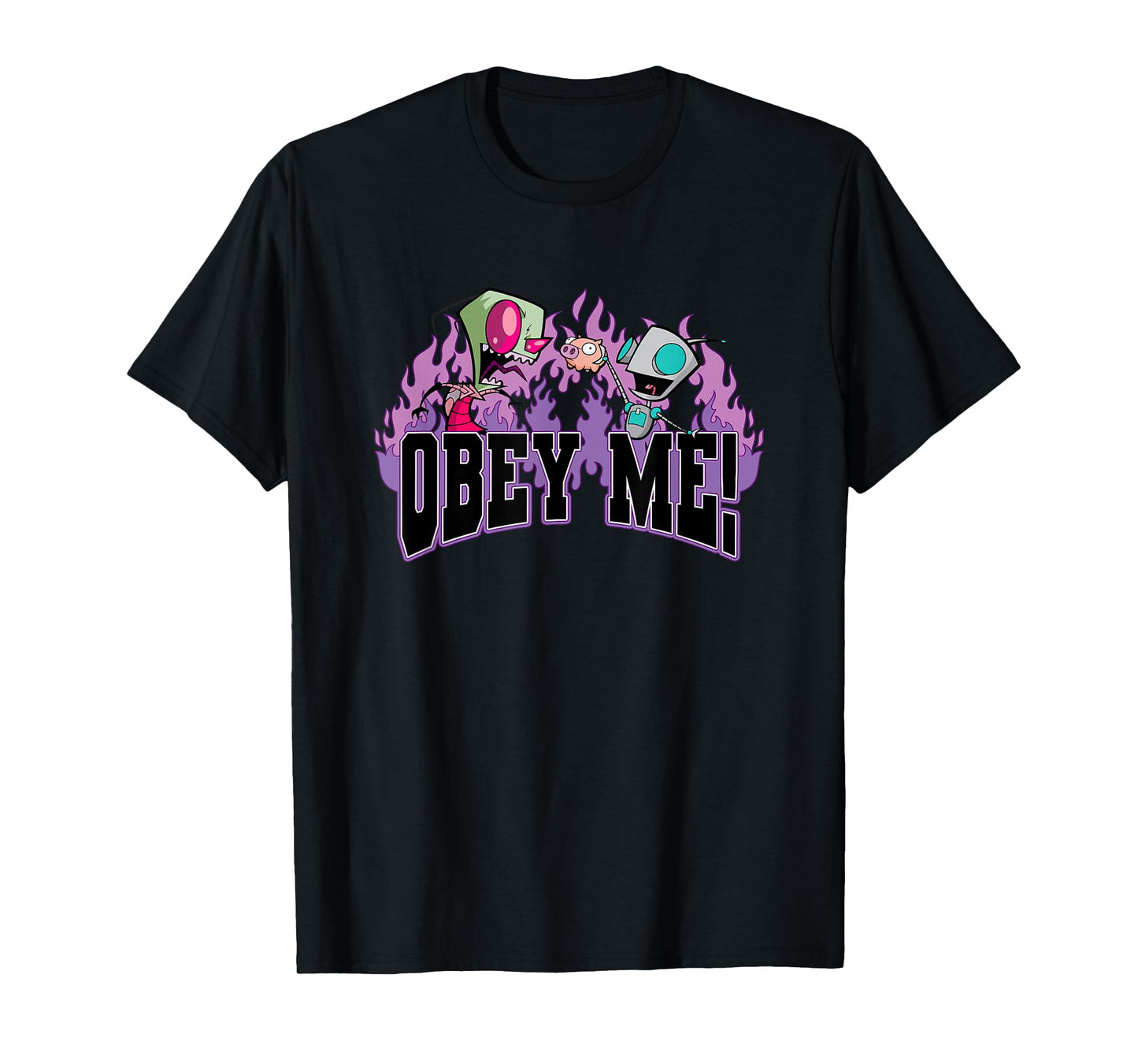 Invader Zim Obey Me! Zim & Gir Logo On Fire T-Shirt
