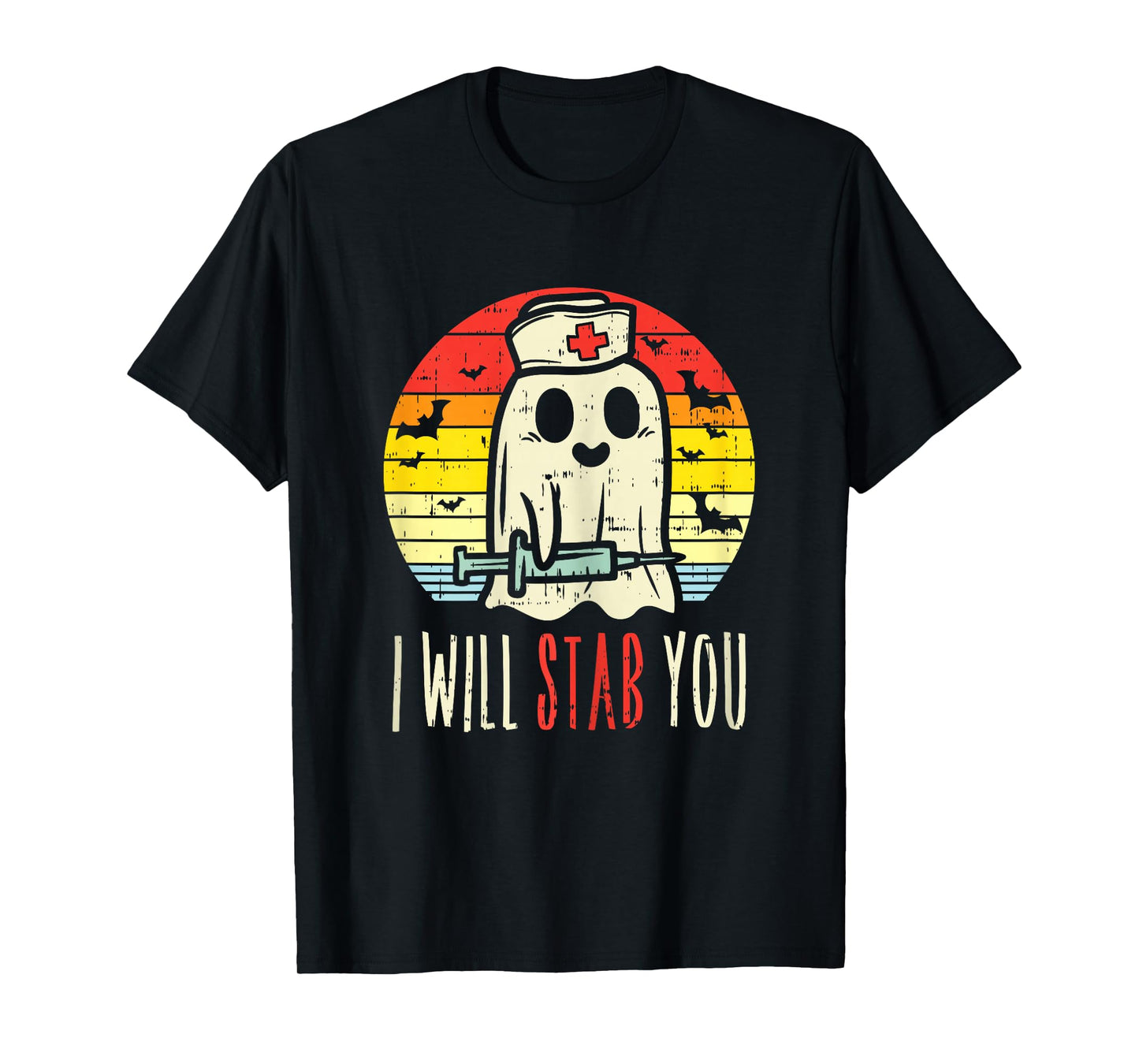 Will Stab You Ghost Nurse Retro Halloween Nursing RN T-Shirt