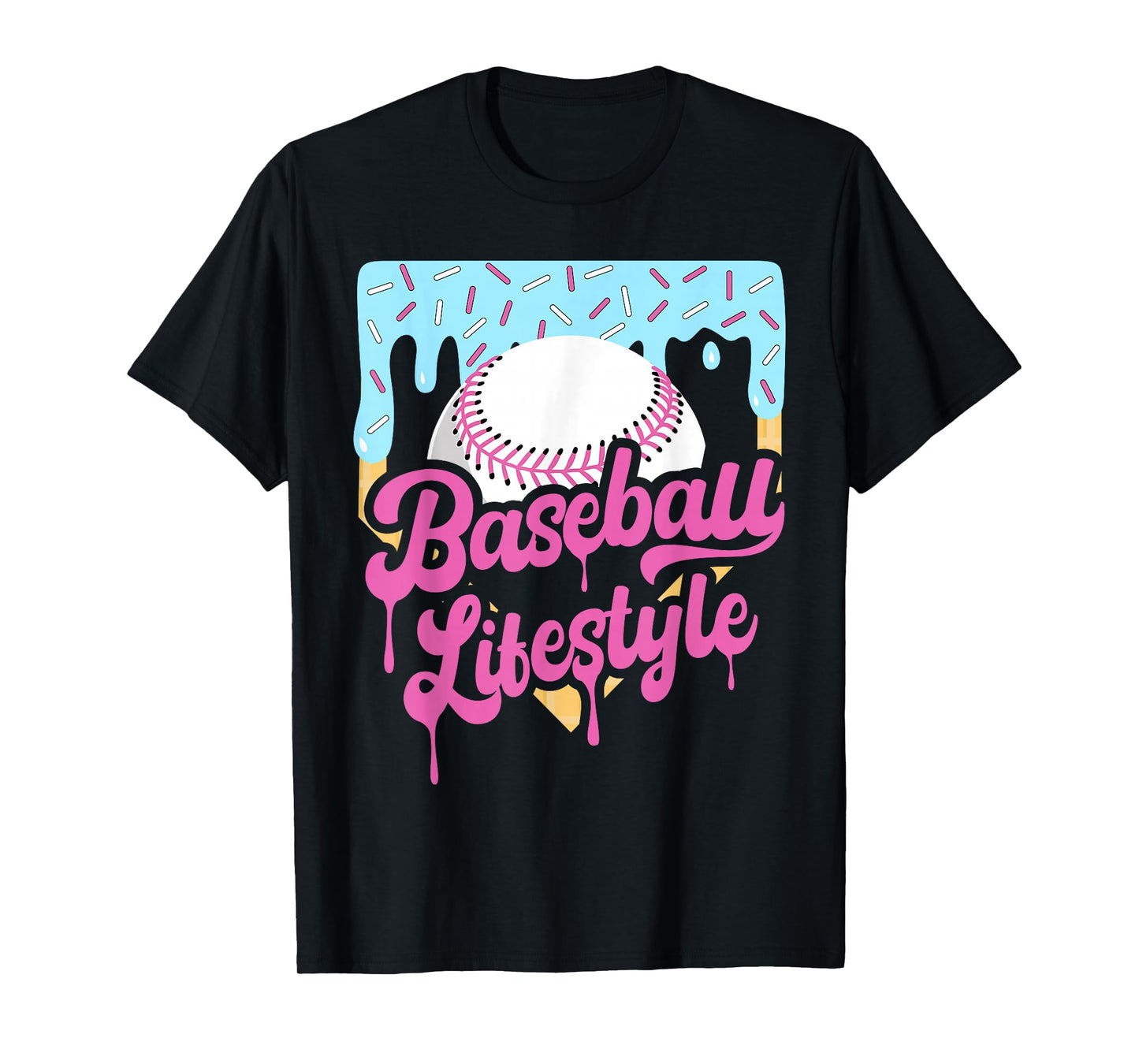 Baseball Lifestyle Home Plate Ice Cream Drip Men Boys Youth T-Shirt