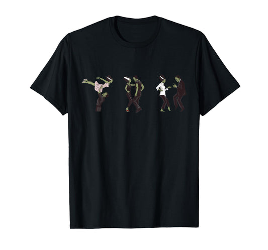 Funny Retro Frankenstein Monster and Bride Dancing Halloween T-Shirt