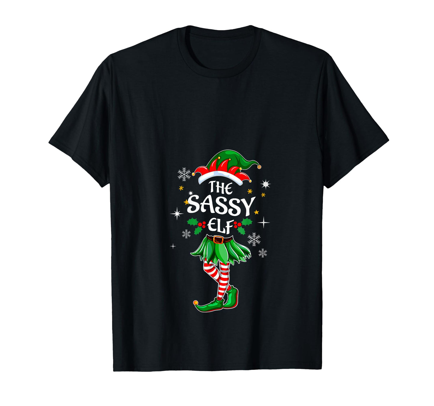 Womens I'm The Sassy Elf T-Shirt Matching Christmas Costume Shirt V-Neck T-Shirt