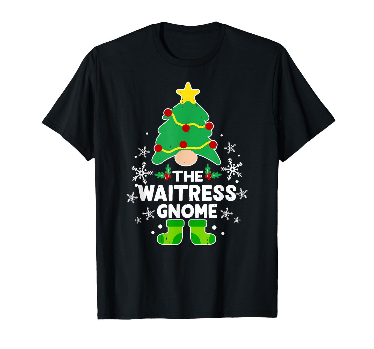 Waitress Gnome Xmas Family Holiday Christmas Matching T-Shirt