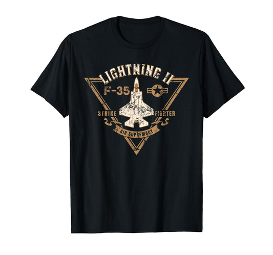 F-35 Lightning II Jet Fighter Military Aircraft Distressed T-Shirt