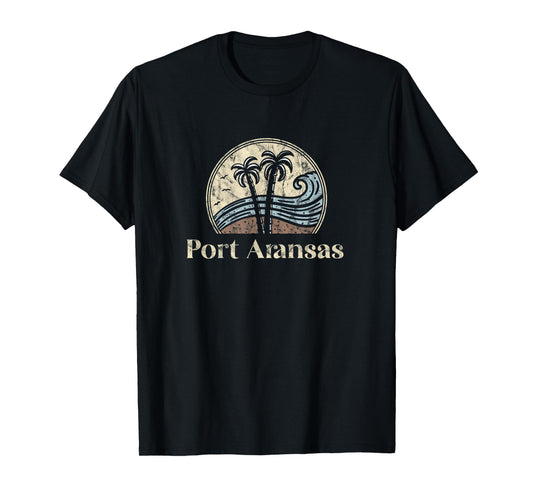 Vintage Port Aransas TX Palm Trees Texas Souvenir Beach T-Shirt