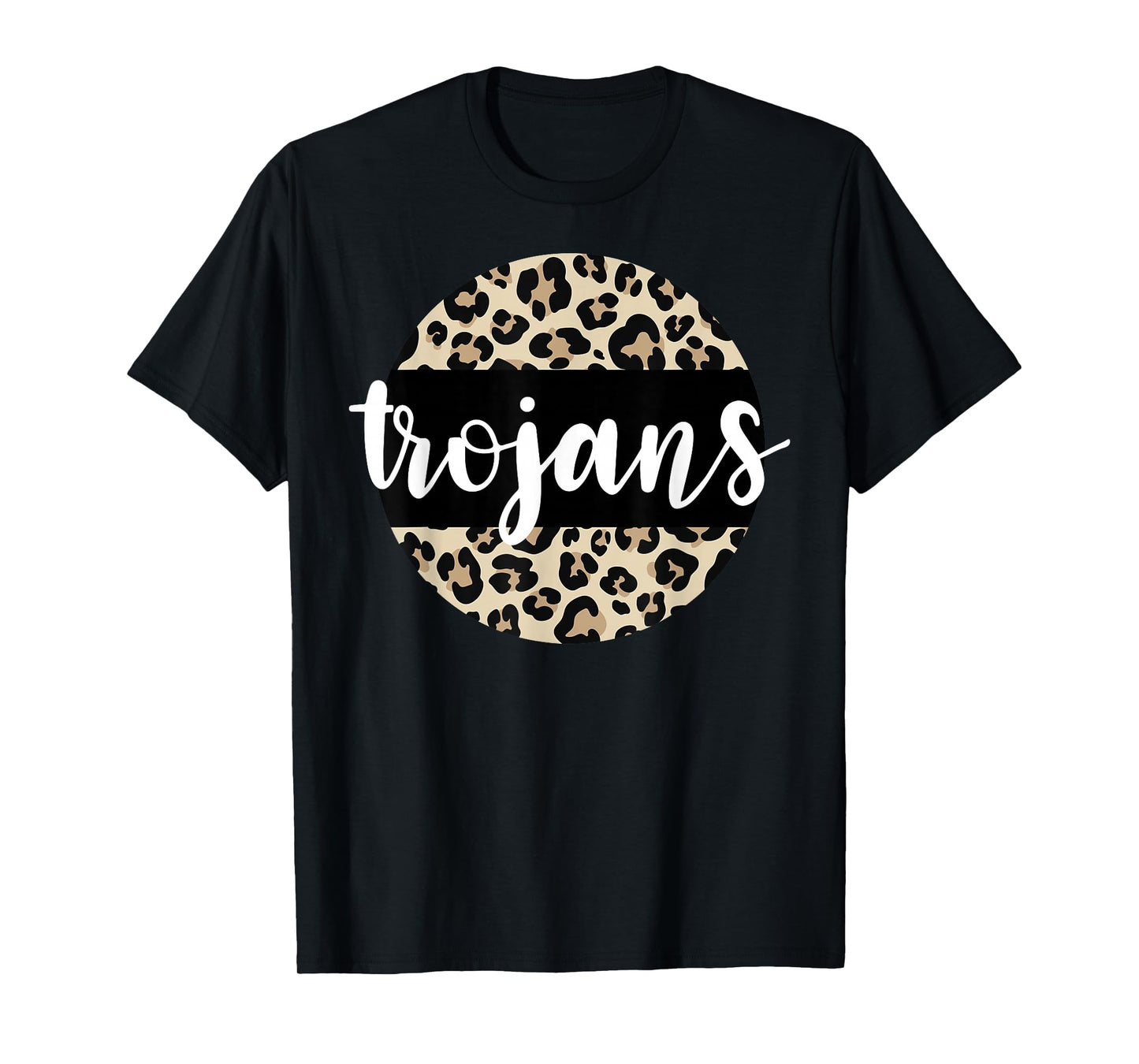 Leopard Print Trojans Team Mascot School Spirit Game Night T-Shirt