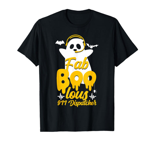 911 Dispatcher Thin Gold Yellow Line Halloween Costume Ghost T-Shirt