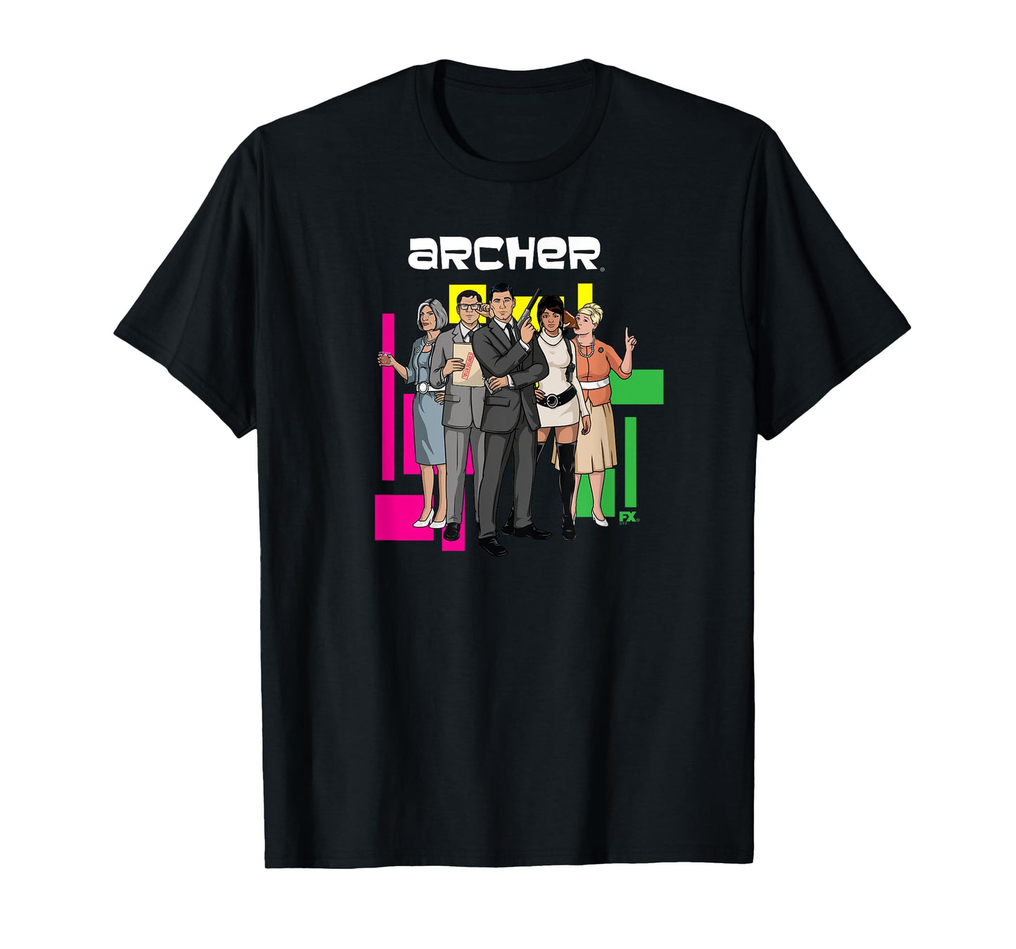 Archer Character Collage Retro 60's Inspired Cartoon T-Shirt