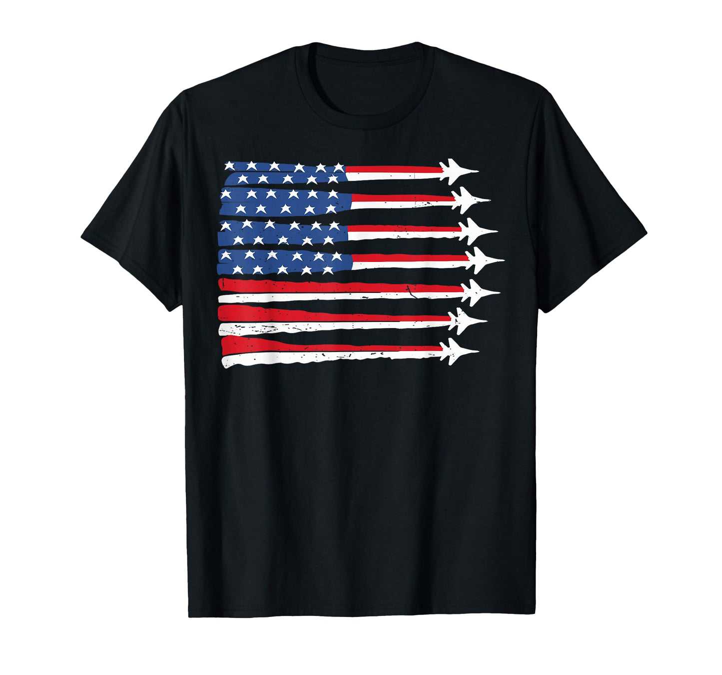 Patriotic USA Flag Fighter Jet 4th July Boy Red White & Blue T-Shirt