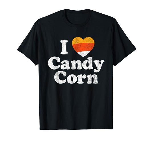 I Love Candy Corn Funny Halloween Retro 80's 70's Costume T-Shirt