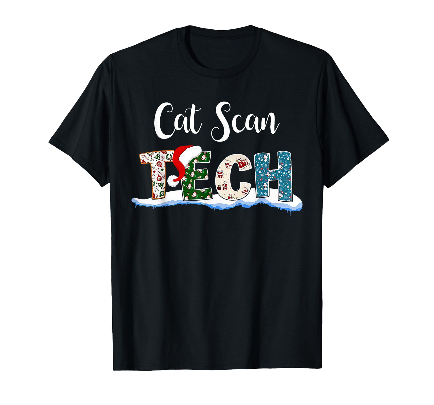 Cat Scan Tech Santa Hat Christmas Radiology Technologist T-Shirt for Men Women
