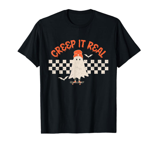 Creep It Real Ghost Halloween Costume Retro Men Women Kids T-Shirt