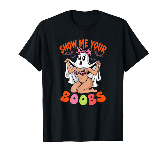 Funny Joke Show Boobs Halloween Adult Woman Cosplay Ghost T-Shirt