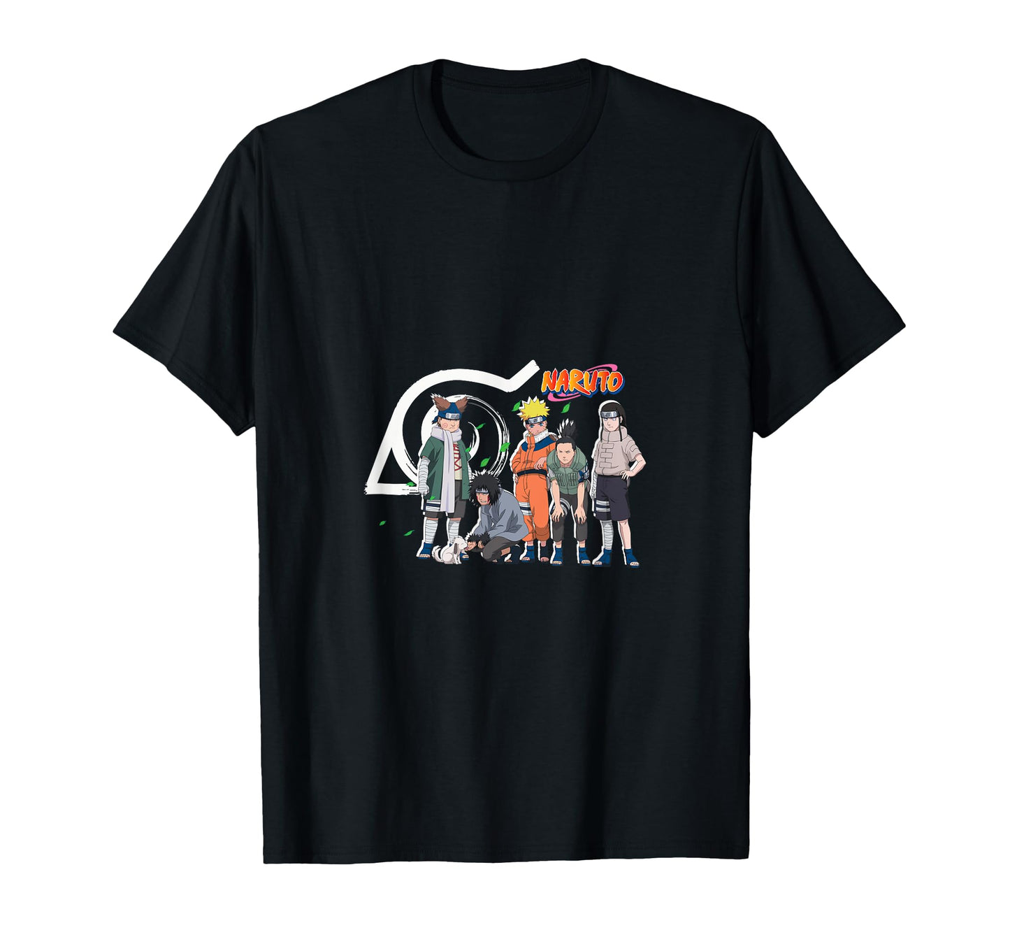 Naruto Characters & Konoha Emblem T-Shirt